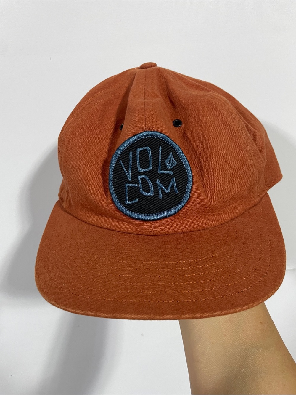 Volcom Burnt Orange Cap with Blue Logo Patch